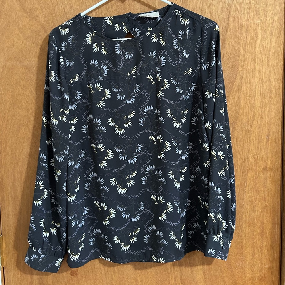 LOFT Gray Patterned Women's Blouse